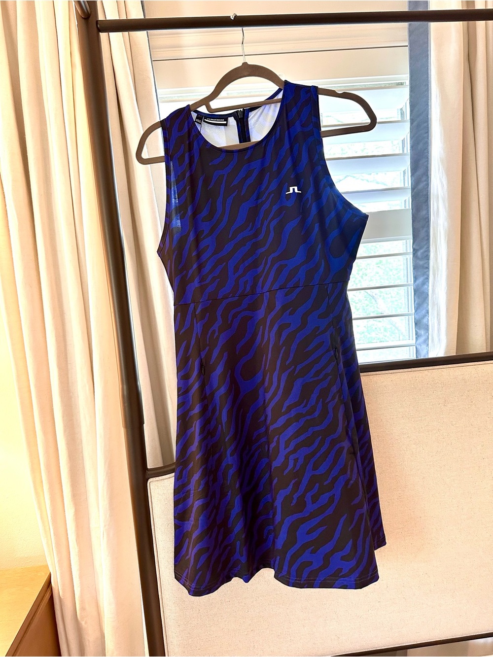 J.Lindeberg Blue & Black Zebra-Striped Golf Dress